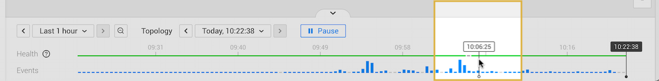 Click anywhere on the timeline to set the topology time to that moment
