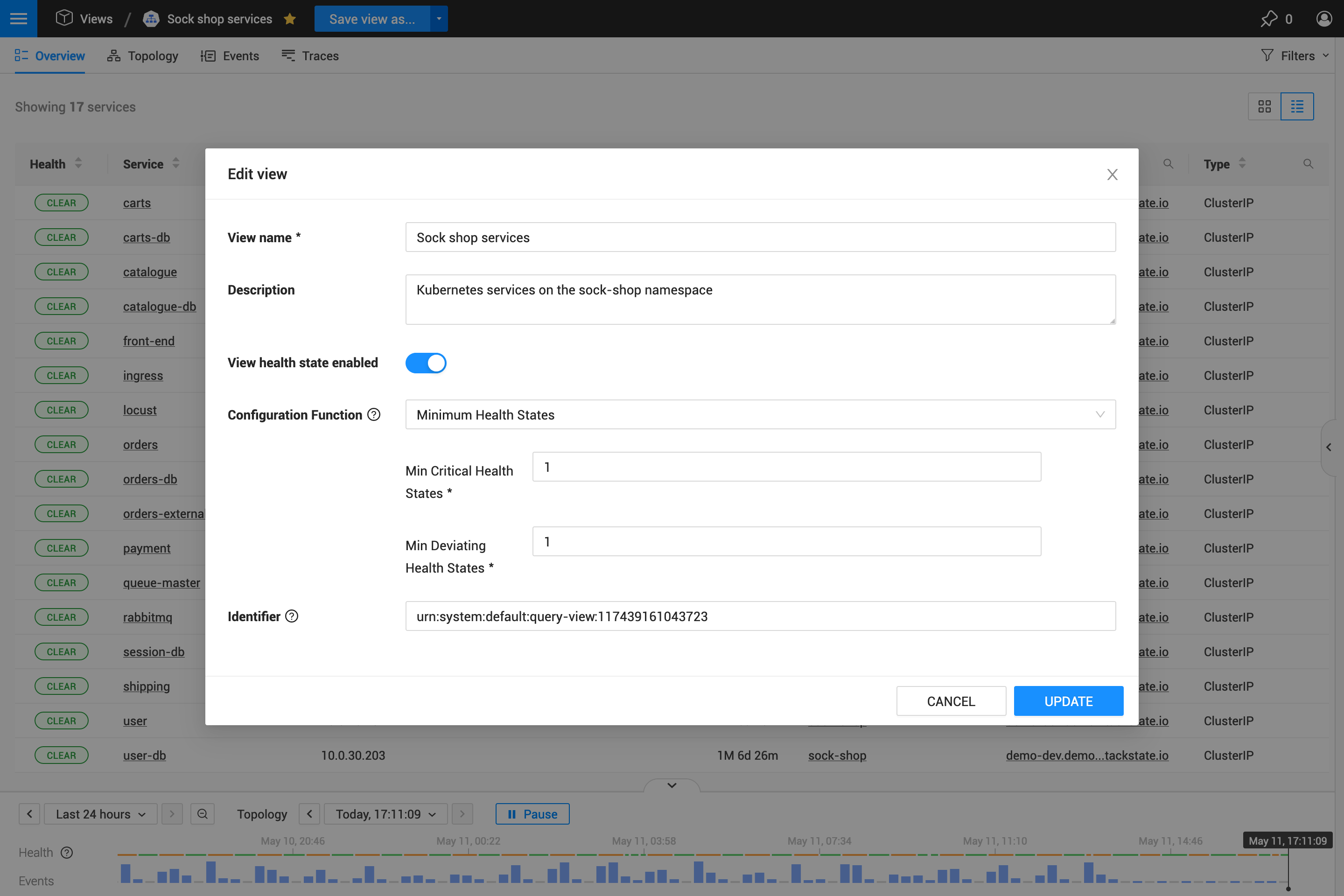Editar configuración de vista