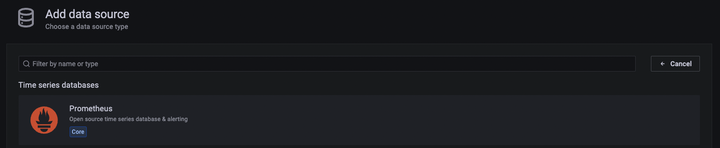 nova fonte de dados do Grafana